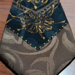Elegant Brown and Black Floral Men's Tie